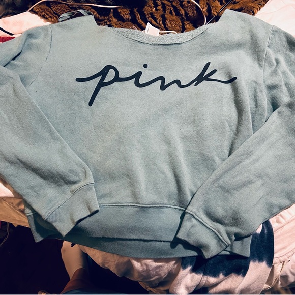 PINK Victoria's Secret Teal Kids Tee with Silver Logo - Picture 5 of 5